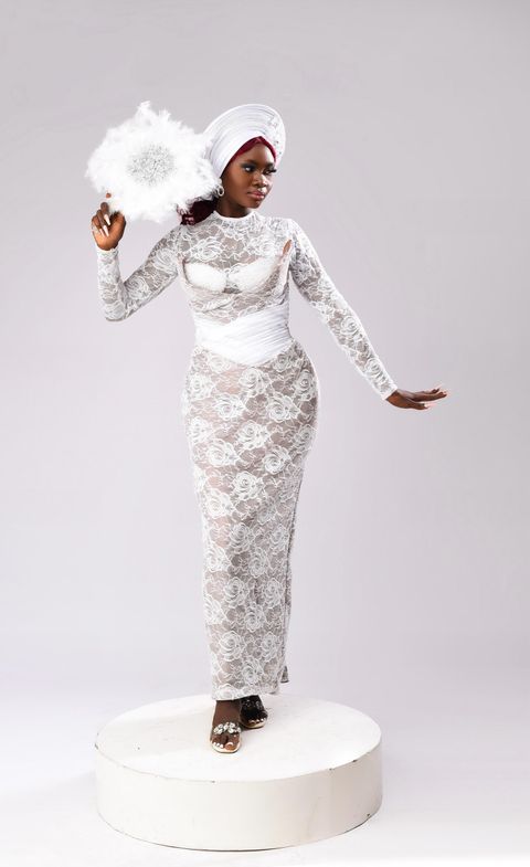 Purity white lace gele