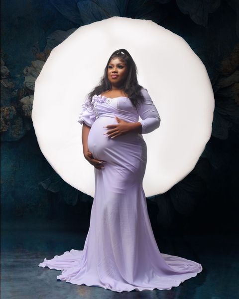 Gardenia lilac maternity gown