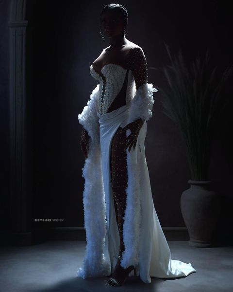 Aurora white beaded gown