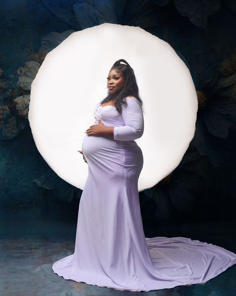 Gardenia lilac maternity gown
