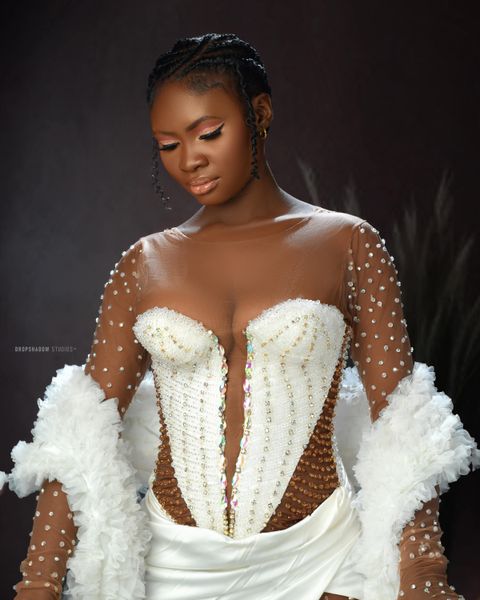 Aurora white beaded gown