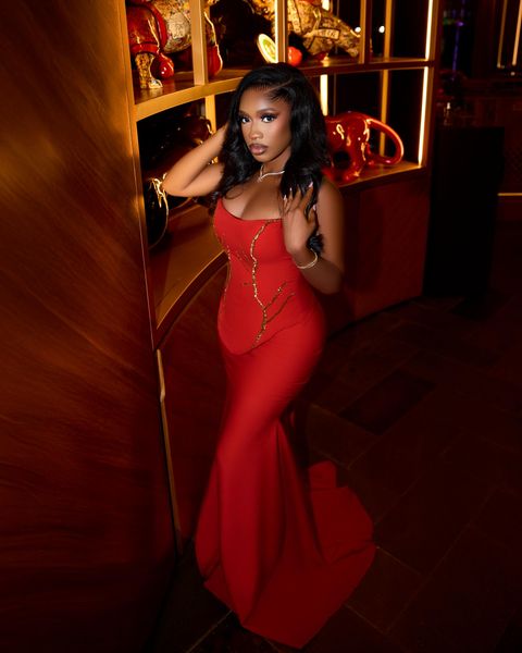 Red mermaid gown